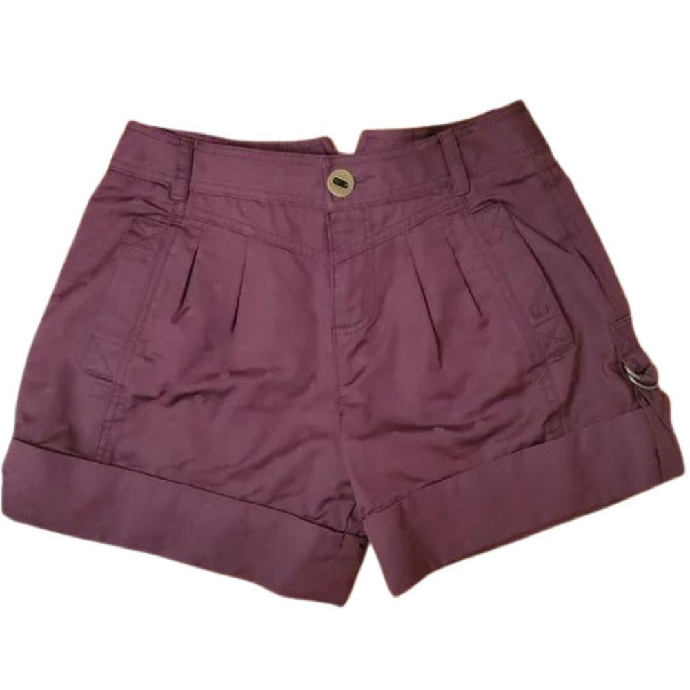 MARC JACOBS Purple Polka Dot Pleated Roll Tab Cuffed Shorts Slash Pockets Size 4